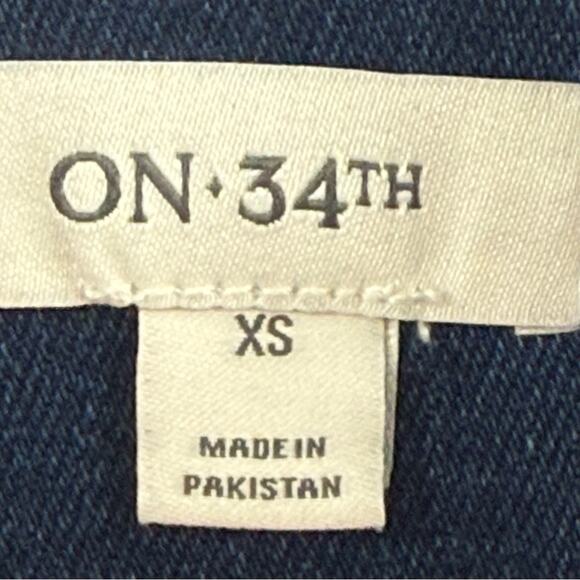 On 34th Women's Belted Denim Wrap Jacket Long Length Fall Winter Medium Wash XS - Picture 13 of 16